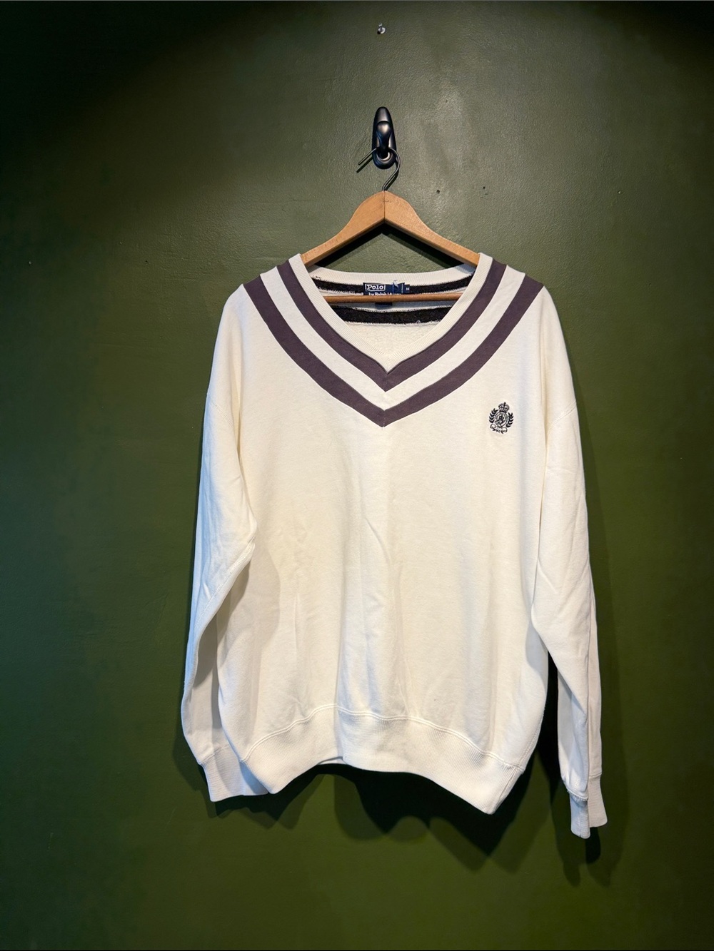 Vintage Polo by Ralph Lauren White V-Neck Tennis Sweater